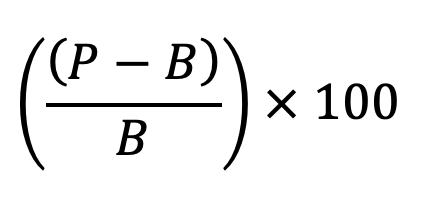 [(P-B)/B] x 100